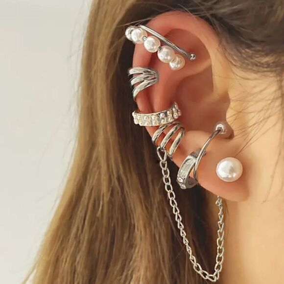 Earring Set without perforation, clip earrings on pearl earrings - Picture 9 of 9